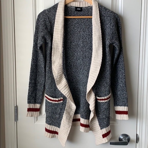 Ardene Sweaters - Ardene Grey Knit Striped Cardigan Size Small